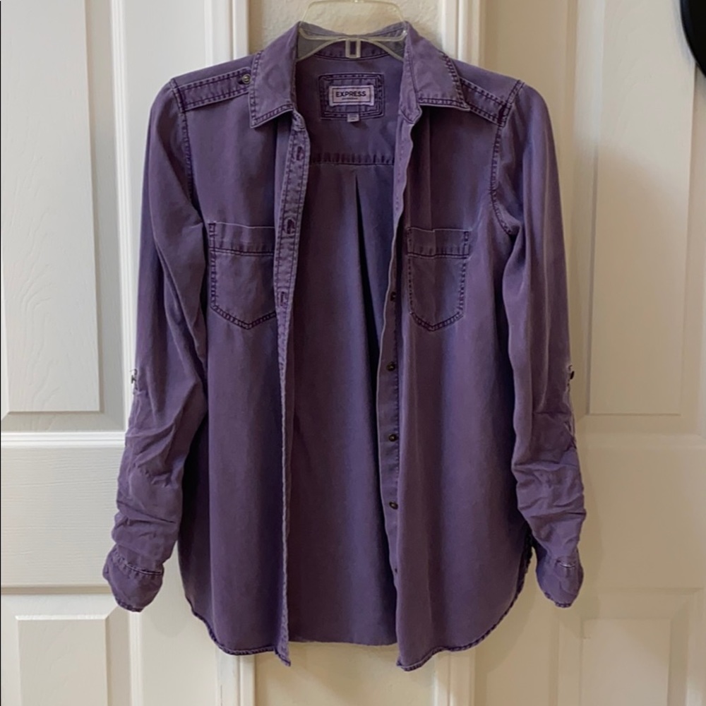 Express Purple Button Up